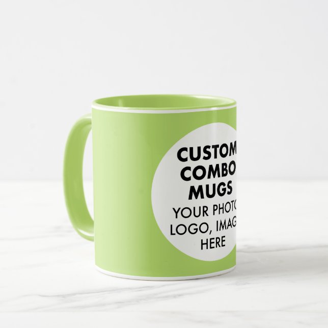 Caneca Round Frame Photo Logo Lime Green Custom Combo (Frente Esquerda)