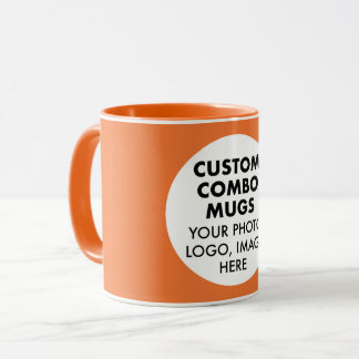 Caneca Round Frame Photo Logo Orange Custom Combo