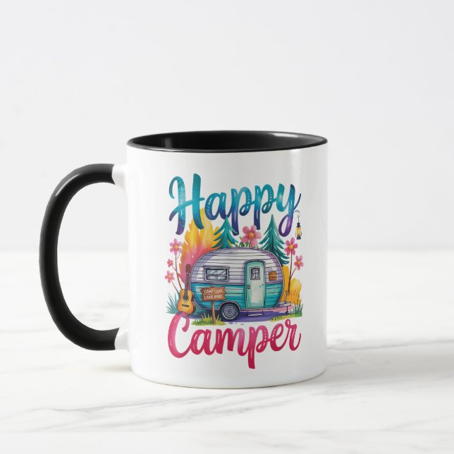 Caneca Roupa de Acampamento Divertida Feliz Reboque de Ca (Esquerda)