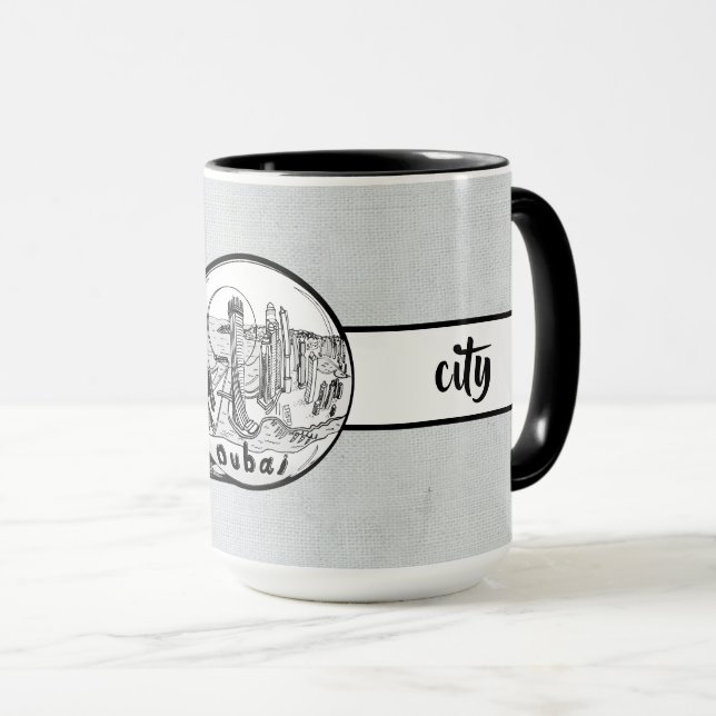 Caneca Roupa elegante de Dubai, Ringer 15oz (Frente Esquerda)