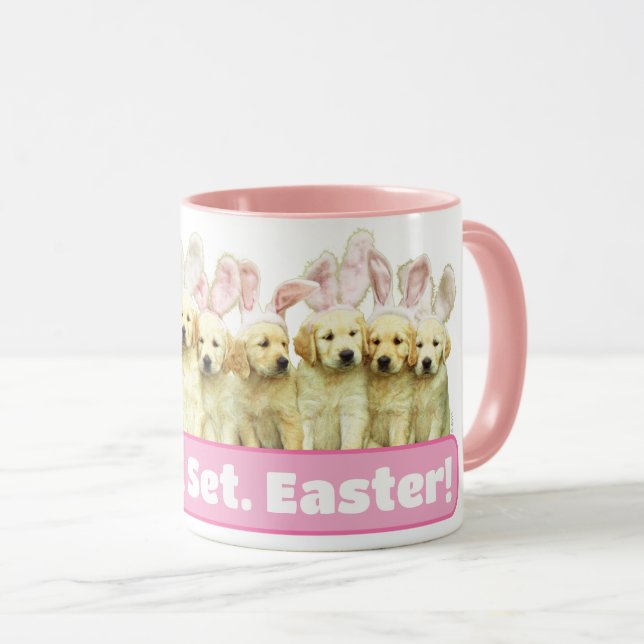 Caneca Row of Puppy Bunnies (Frente Esquerda)