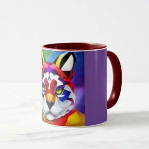 Caneca roxa e grená combinação central da Gata de