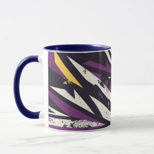 Caneca Roxo Dinâmico e Abstrato Geométrico Amarelo