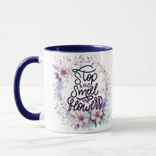 Caneca Roxo floral pare e cheire as flores