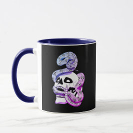 Caneca Roxo Gótico e Cobra Azul e Arte Escura Caveira