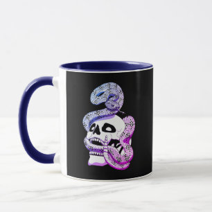 Caneca Roxo Gótico e Cobra Azul e Arte Escura Caveira