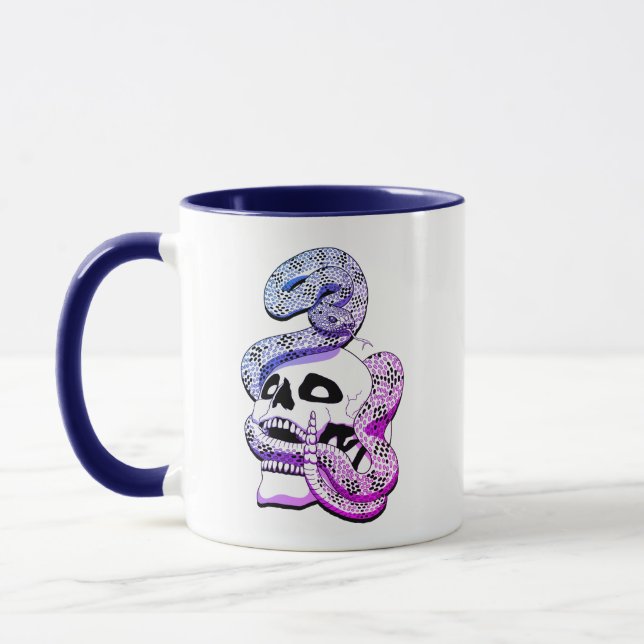 Caneca Roxo Gótico e Cobra Azul e Arte Escura Caveira (Esquerda)