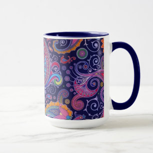 Caneca Roxo paisley rosa