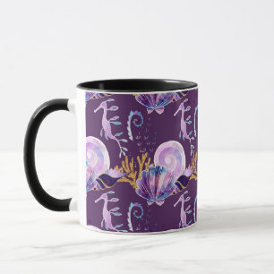 Caneca Roxo sob o mar com brilho