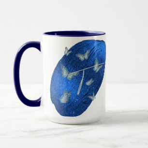 Caneca Royal Blue Butterflies Initials - Letra T Monogram