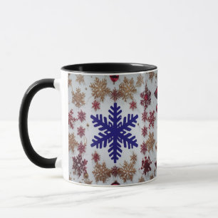 Caneca Royal Blue Floco de Neve & Enfeite Dourado Natal