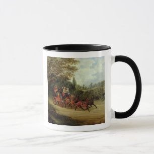 Caneca Royal Mail treina com passageiros (óleo no canva