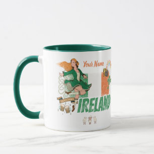 Caneca Rua de Bandeira da Irlanda Vintage.