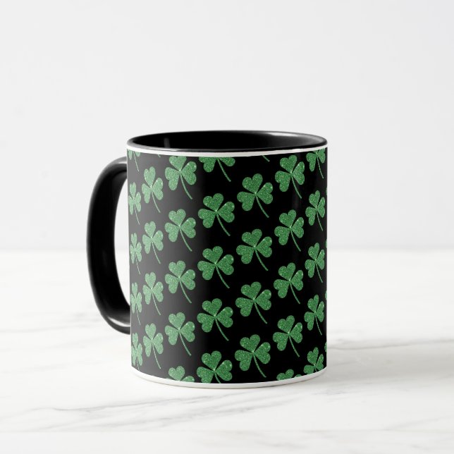 Caneca Rua. Dia de Patrick, Shamrock Verde Vine Irish Par (Frente Esquerda)