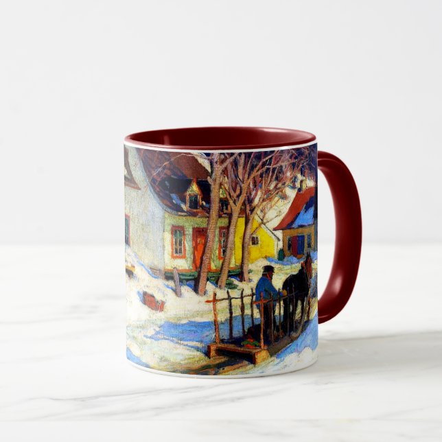 Caneca Rua do Quebec - Clarence Gagnon trabalho de arte (Frente Esquerda)