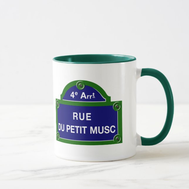 Caneca Rua du Pequeno Musc, sinal de rua de Paris (Direita)