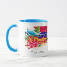 Caneca Rua Maarten Retro Caribe Plano da Ilha Vintage