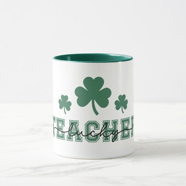 Caneca Rua. Patricks Day Lucky Teacher (Centro)