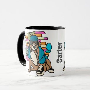 Caneca Rua Retro Cachorro, Boné e tênis   Engraçado