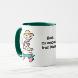 Caneca Rua Retro Cachorro no skate | Engraçado