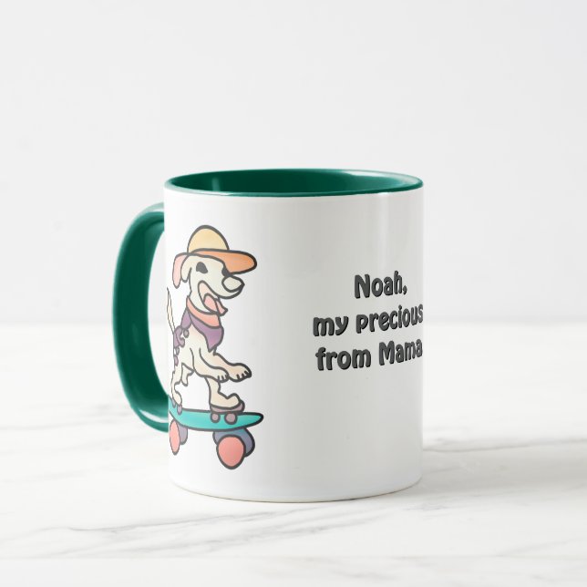 Caneca Rua Retro Cachorro no skate | Engraçado (Frente Esquerda)