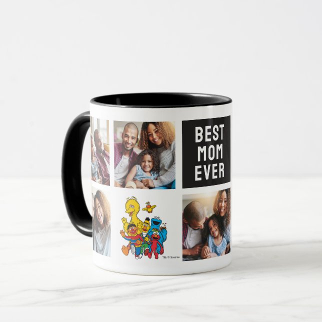 Caneca Rua Sésame, 123 | Colagem de Fotografias da Mãe (Frente Esquerda)