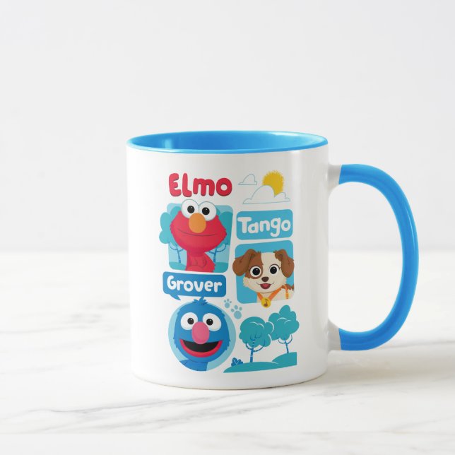 Caneca Rua Sésamo | Elmo, Tango e Grover Park Graphic (Direita)