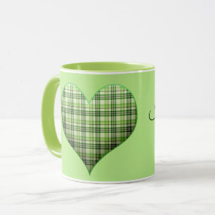 Caneca Rua verde-xadrez Patrick I love Irish