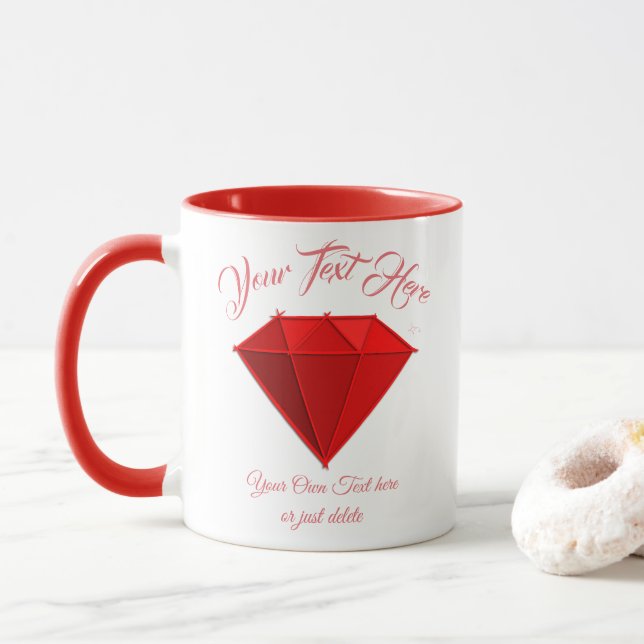 Caneca Ruby Gemstone. Jóias. 40 Aniversário de Casamento (Com Donut)