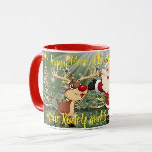 Caneca Rudolf e Papai Noel