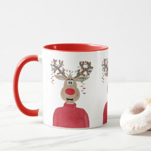 Caneca Rudolph Christmas Lights Reindeer