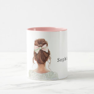 Caneca Ruiva Feminina Laço Rosa