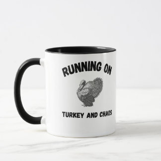 Caneca Runny on Turkey and Chaos Funny Thanksgiving mug