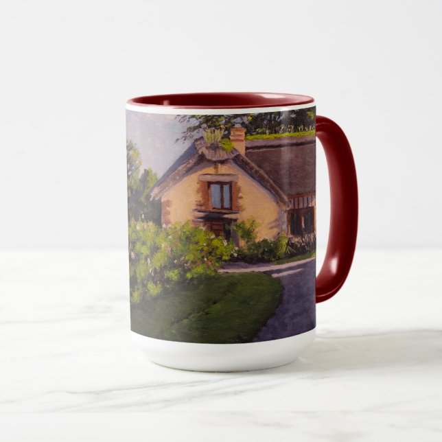 Caneca Rustic Cabin With Purples, Greens, Yellows Mug (Frente Esquerda)