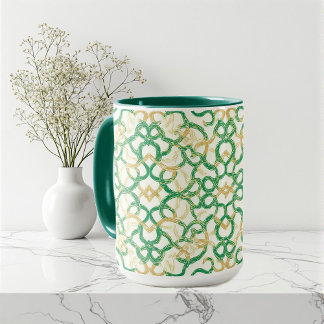 Caneca Rustic Farmhouse Celtic Design Vintage Art Green