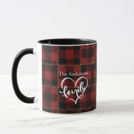 Caneca Rustic Farmhouse Red Buffalo Plaid Family Name