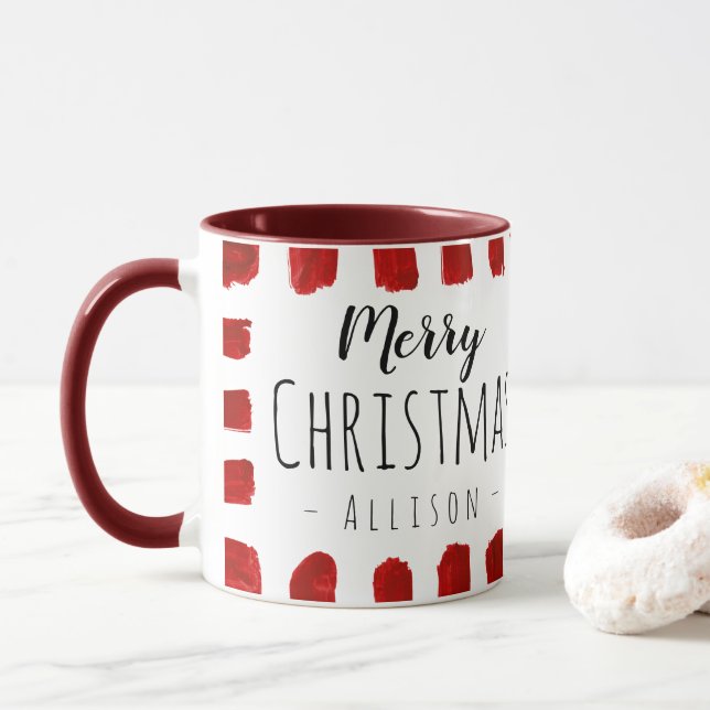 Caneca Rustic Merry Christmas Custom Name Mug (Com Donut)