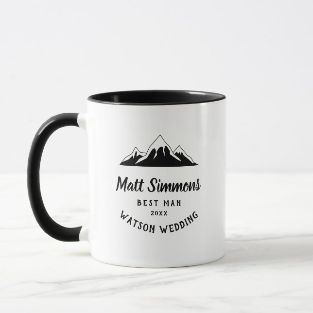 Caneca Rustic Mountain Weds Best Man Gift Modern Legal (Esquerda)