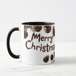 Caneca Rustic Pinecone Merry Christmas Combo Mug