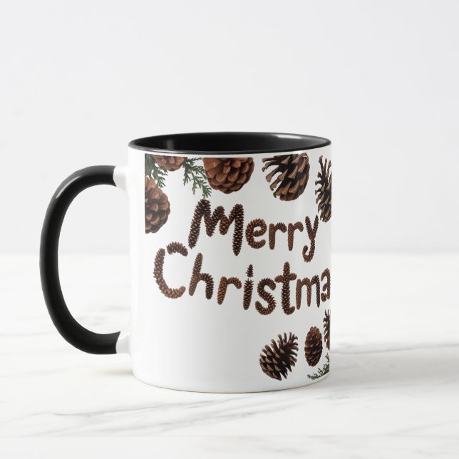 Caneca Rustic Pinecone Merry Christmas Combo Mug (Esquerda)