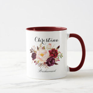 Caneca Rustic Watercolor Floral Bridesmaid