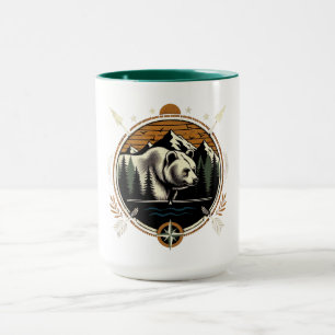 Caneca Rústico, urso montanhista ao ar livre vintage