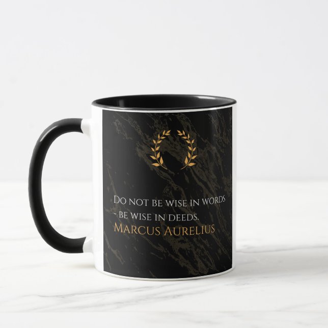 Caneca Sabedoria de Marcus Aurelius: Ações falam mais alt (Esquerda)