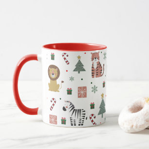 Caneca Safari Animais de Natal Moderno Tiger Lion Zebra