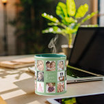 Caneca Sage de colagem de fotos da mãe verde<br><div class="desc">Um presente para sua mãe,  celebrando sua vida com uma colagem de 14 fotos. Texto branco: Melhor Mãe Nunca. Personalize e use suas próprias fotos dela,  crianças,  marido,  animais de estimação,  amigos. Sage verde fundo. Perfeito como presente de Dia de as mães,  para aniversários e Natal.</div>