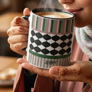 Caneca Sage Geométrico Moderno Rosa Personalizado
