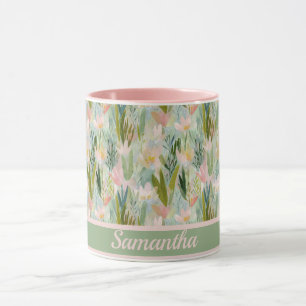 Caneca Sage Verde Floral Personalizado Caprichoso