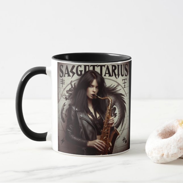 Caneca Sagitário Zodiac Musicoso Saxofone (Com Donut)