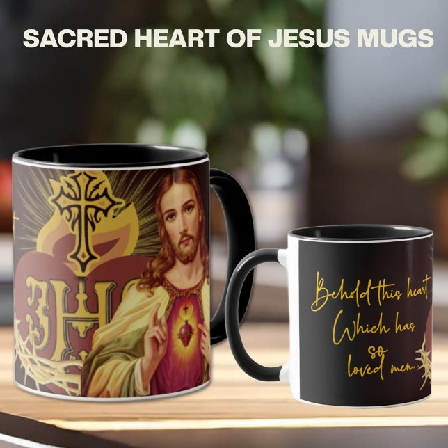 Caneca Sagrado Coração de Jesus Compaixão Divino Religios (SACRED HEART OF JESUS MUG WITH PRAYER)