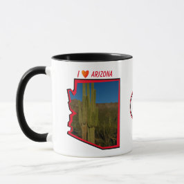 Caneca Saguaro Cactus / I Love Arizona / Mapa do AZ